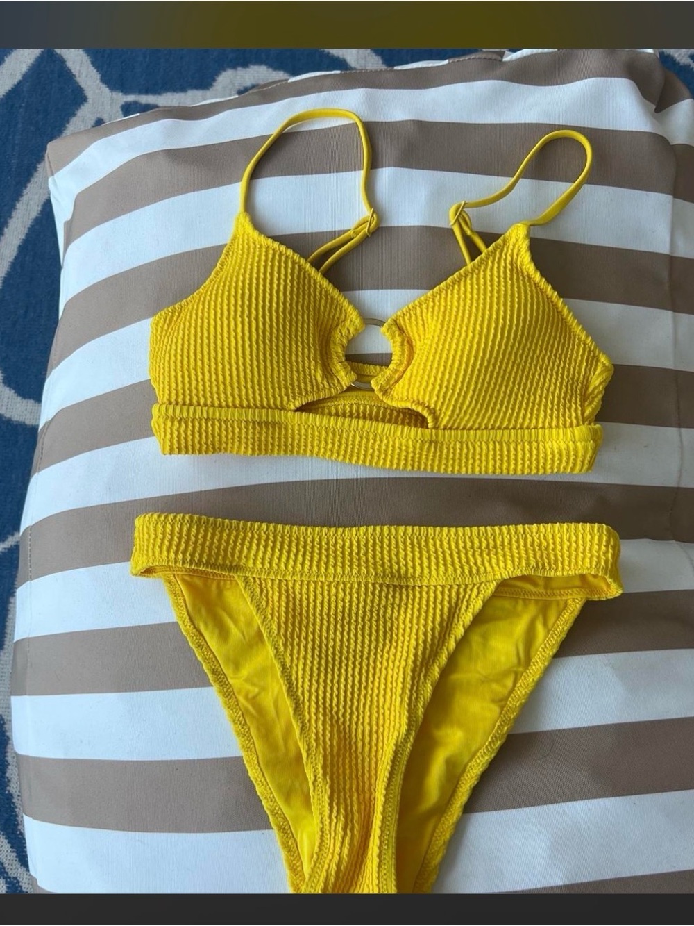 aerie Yellow Textured Cutout Bikini Set